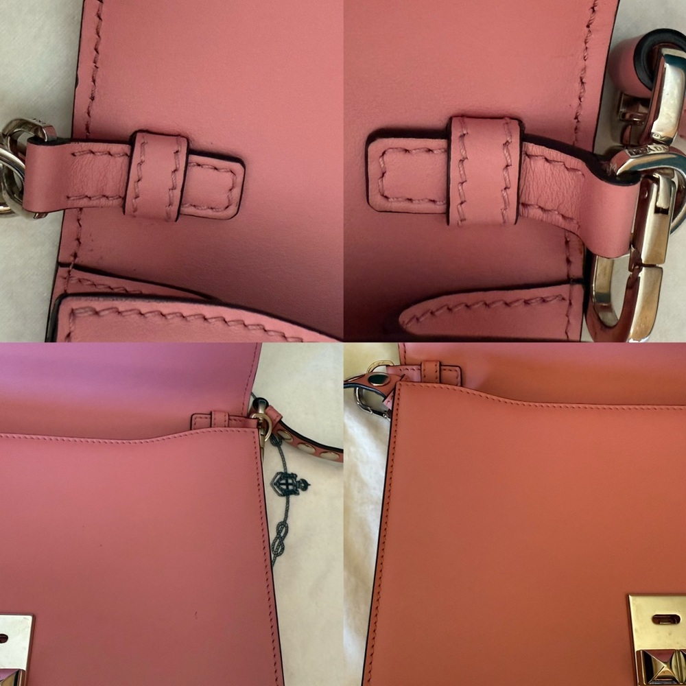 Prada Elektra 1BD120 Pink Studded Flap Shoulder Bag City Calf + Croc Trim - Picture 11 of 15